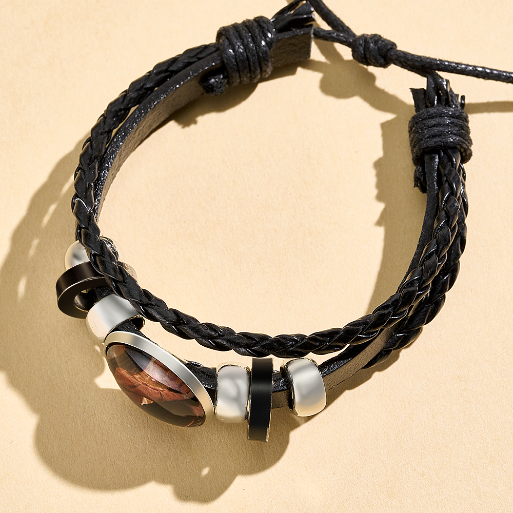 Pulsera De Cuero Con Foto Personalizada Pulsera Con Foto Personalizada Pulsera De Cuero Con Foto Regalo De Cumpleaños Para San Valentín - 