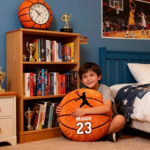 Almohada De Baloncesto Con Nombre Personalizado, Cojín De Felpa Deportivo Con Número De Jersey Personalizado, Regalo Para Niños - 
