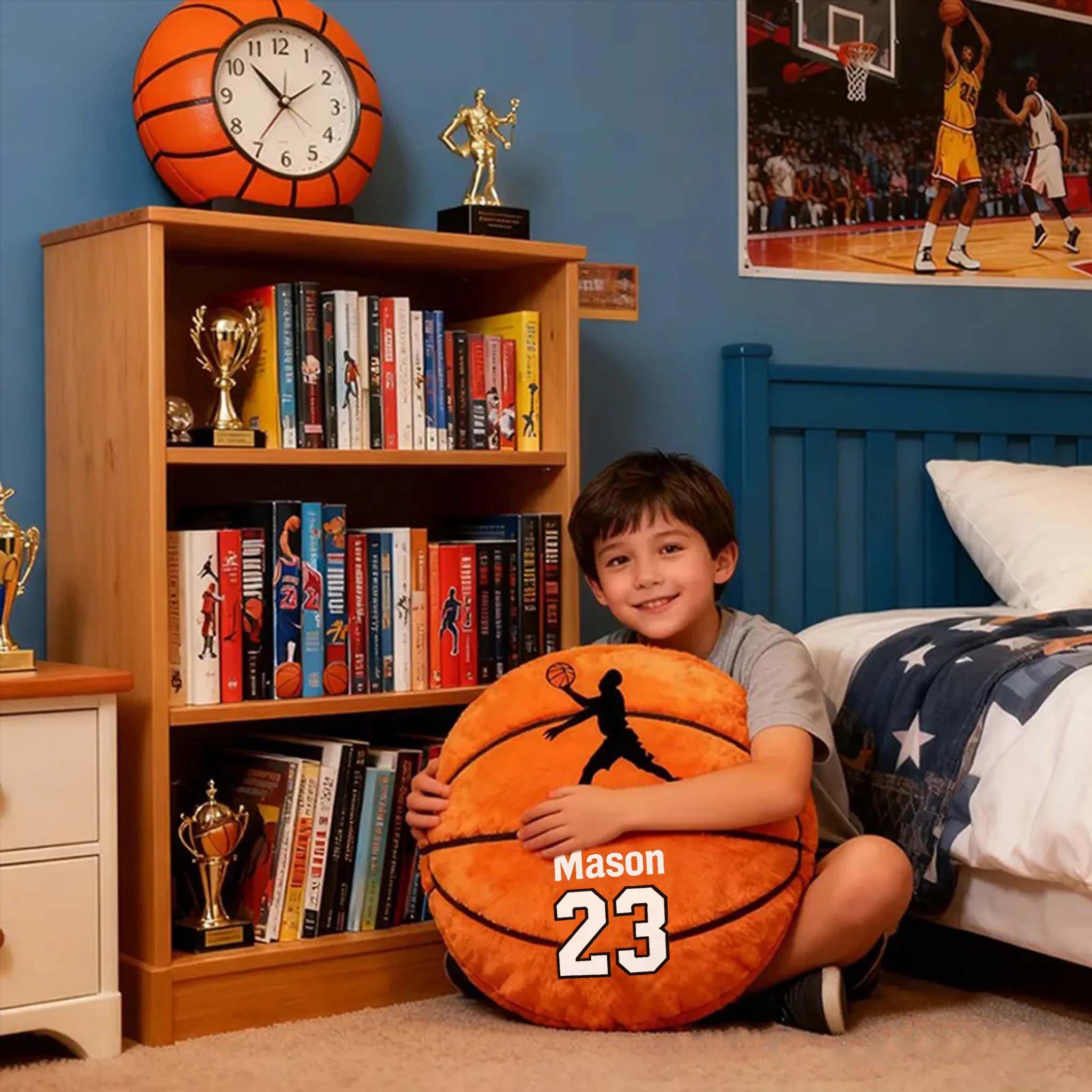 Almohada De Baloncesto Con Nombre Personalizado, Cojín De Felpa Deportivo Con Número De Jersey Personalizado, Regalo Para Niños