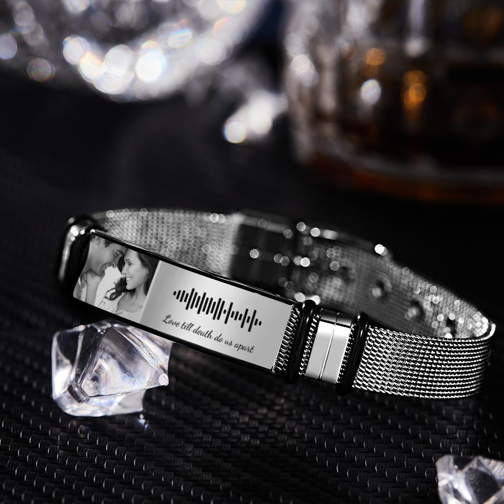 Pulsera de Código de Música Personalizada con tu Foto Regalo Perfecto Para Papá
