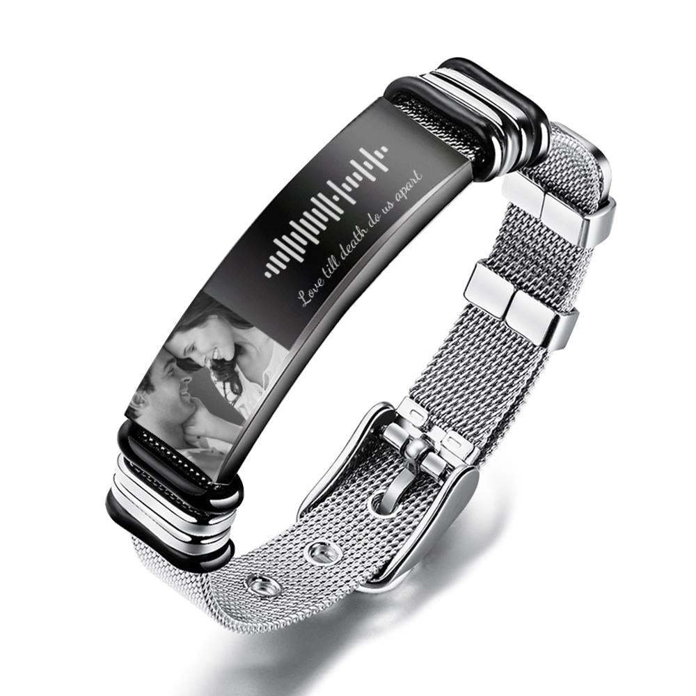 Pulsera de Código de Música Personalizada con tu Foto Regalo Perfecto Para Papá