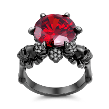 Anillo Mujer Rojo Sacrificio De Amor Plata De Ley 925 Chapada En Oro Negro