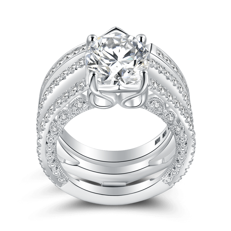 Conjunto De Anillos De Boda Female Being With You Plata De Ley 925