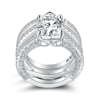 Conjunto De Anillos De Boda Female Being With You Plata De Ley 925