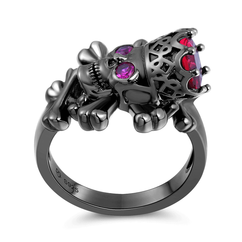 Anillo Femenino Sin Amor Ordinario Plata De Ley 925 Chapada En Oro Negro