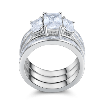 Conjunto De Anillos De Boda Promise Of Love Para Mujer Plata De Ley 925