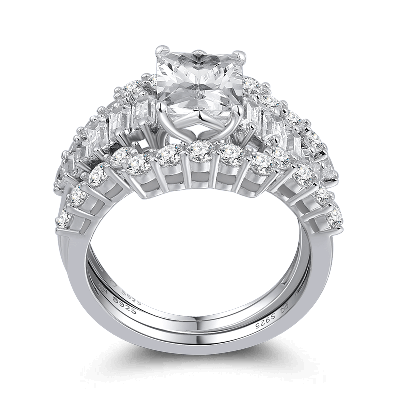 Conjunto De Anillos De Boda Para Mujer Fall In Love En Plata De Ley 925