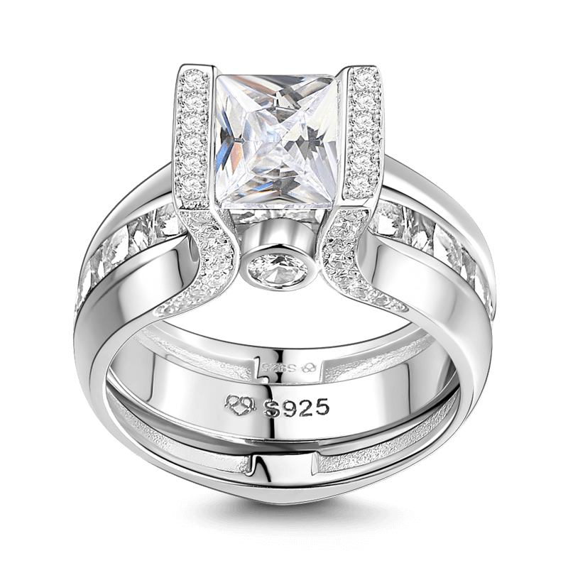 Juego De Anillos De Boda Para Mujer Love Is Life Plata De Ley 925