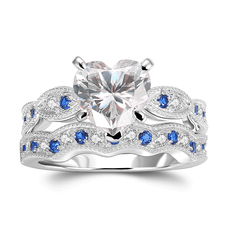 Heartbeat For You Compromiso Boda Conjunto De Anillos De Novia Plata De Ley 925