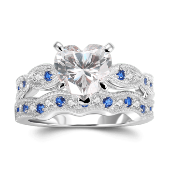 Heartbeat For You Compromiso Boda Conjunto De Anillos De Novia Plata De Ley 925