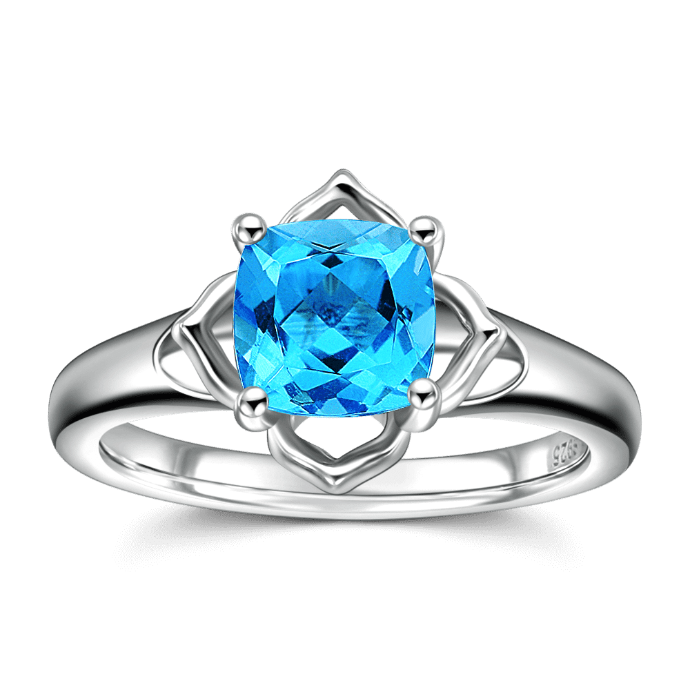 Anillo De Compromiso Bloom Topacio Natural Plata De Ley 925