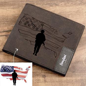 Regalo Del Día De Los Caídos - Cartera Plegable Para Hombre - Cuero Café