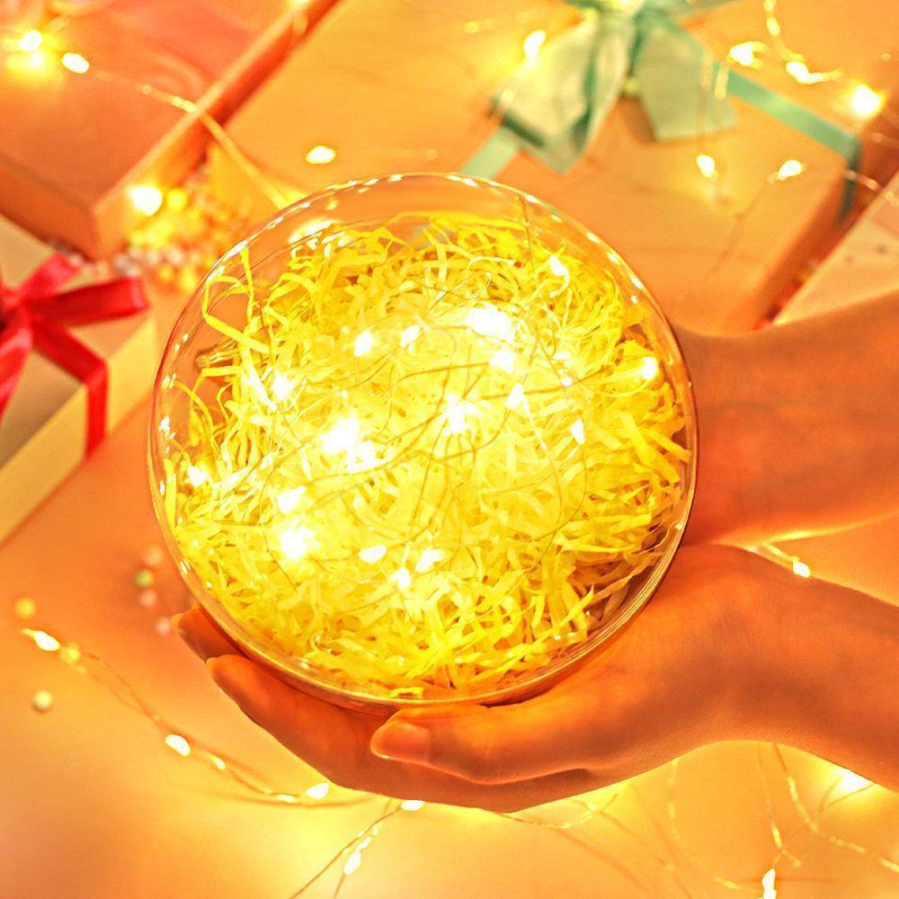 Bola Redonda De Plástico Transparente Color De La Luz Cuerda Color De La Madera Raffia Papel Triturado Seda Traje De Tres Piezas Combinación Creativa De Regalo