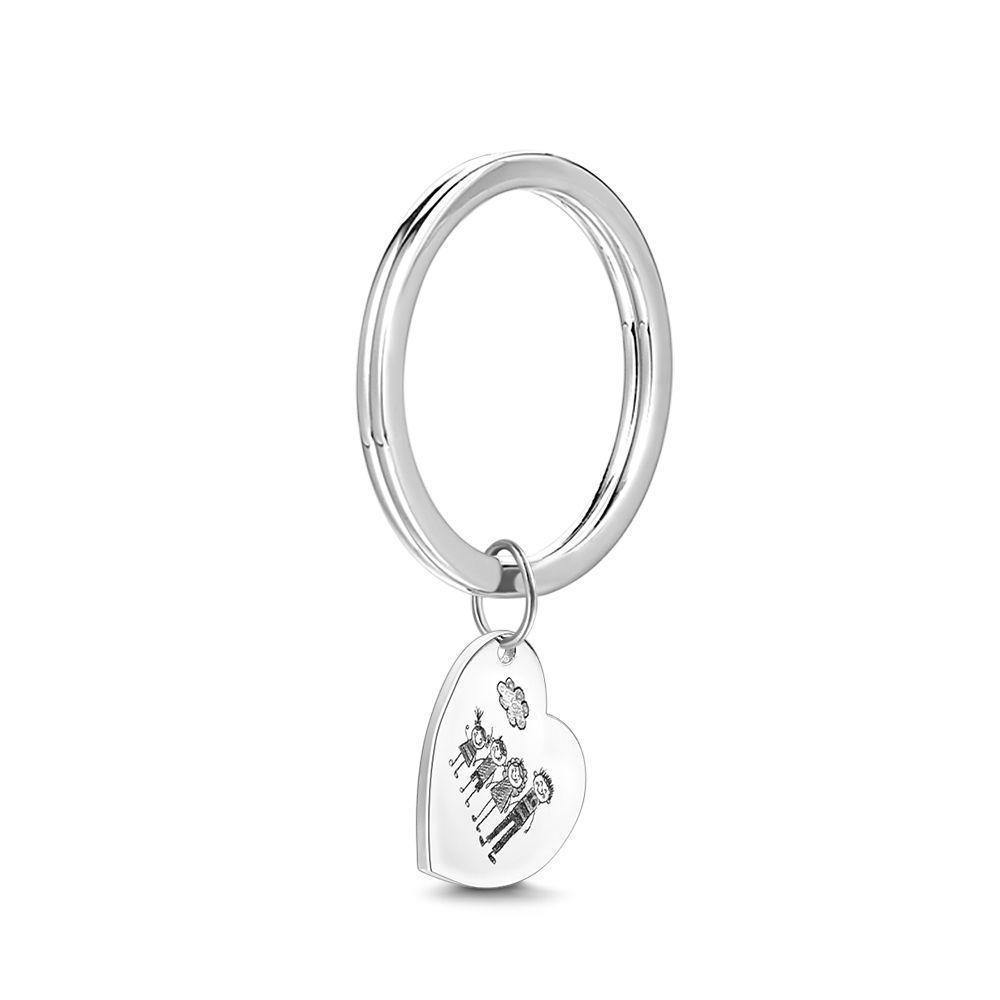 Photo Key Chain, Handwriting Key Chain, Heart-shaped Handwriting Gift - Childern -
