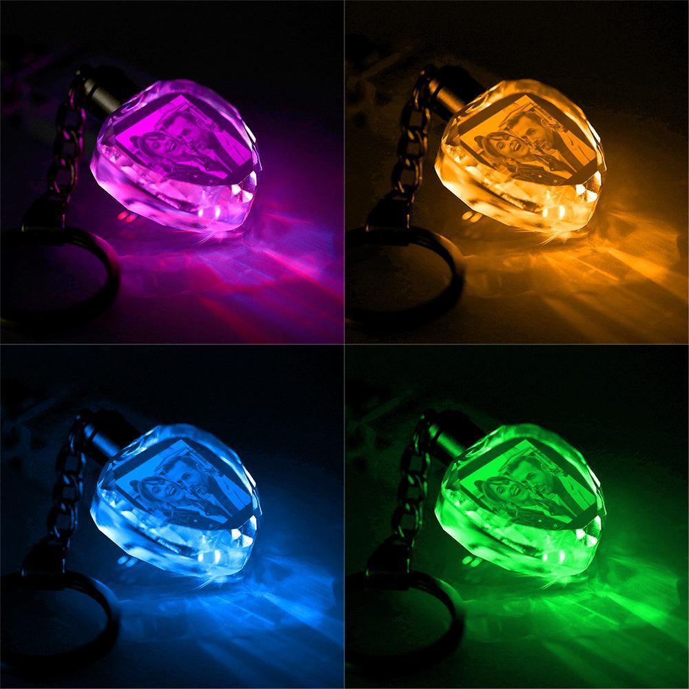 Custom Photo Crystal Keychain Unique Gifts Heart-Shaped For Lovers -