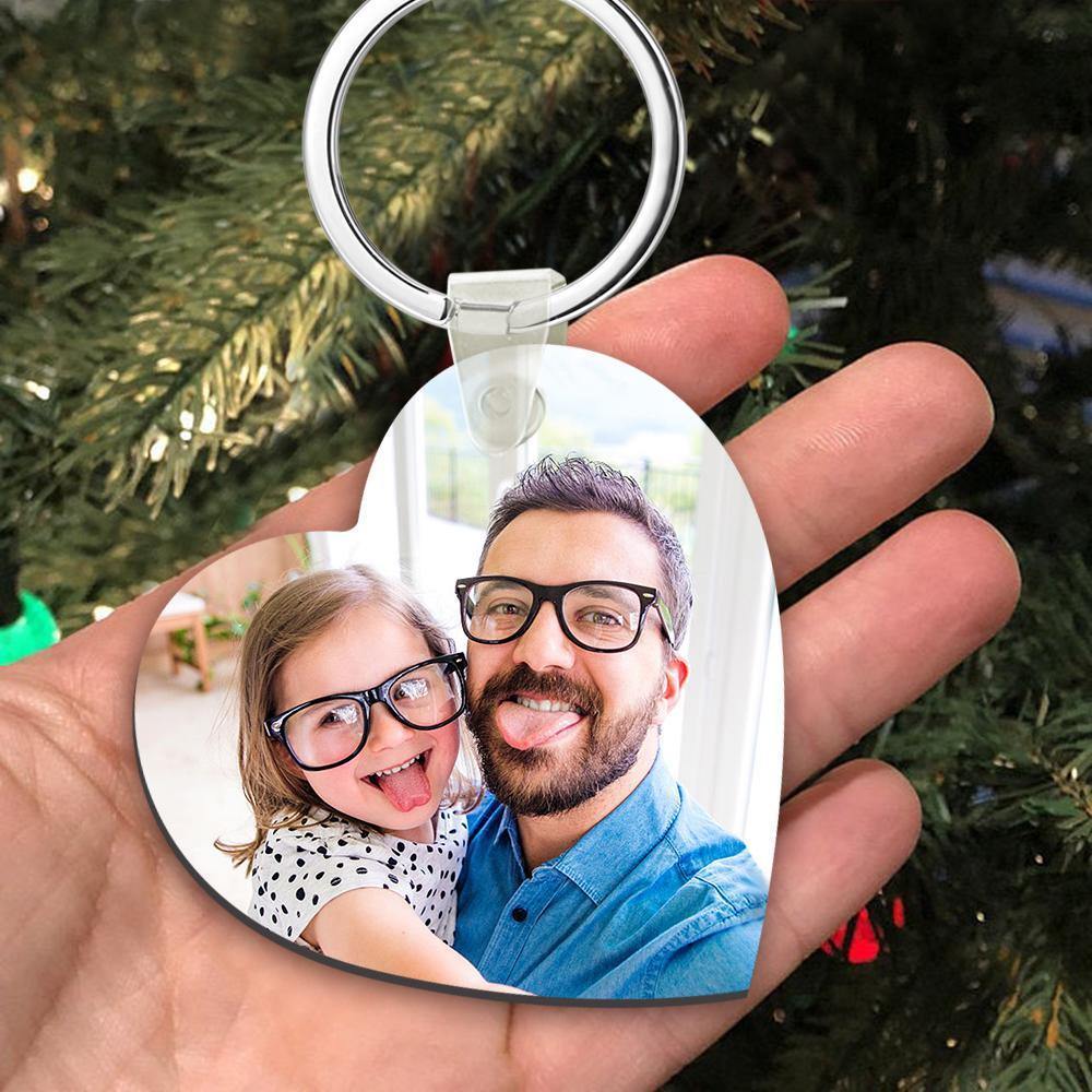 Custom Photo Keychain Density Board Memorial Gift Heart Shape for Father -