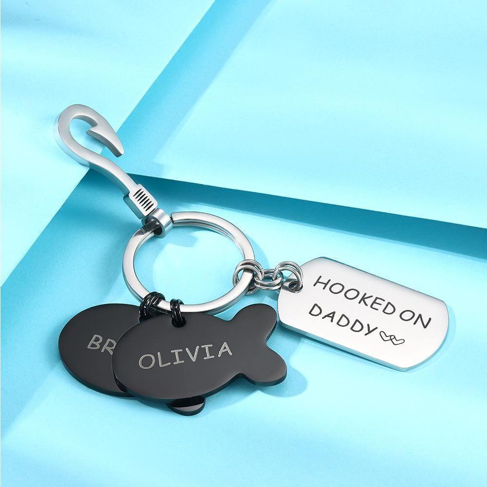 Engraved Little Fish Key Chain with 2 Fish Gift for Lover -