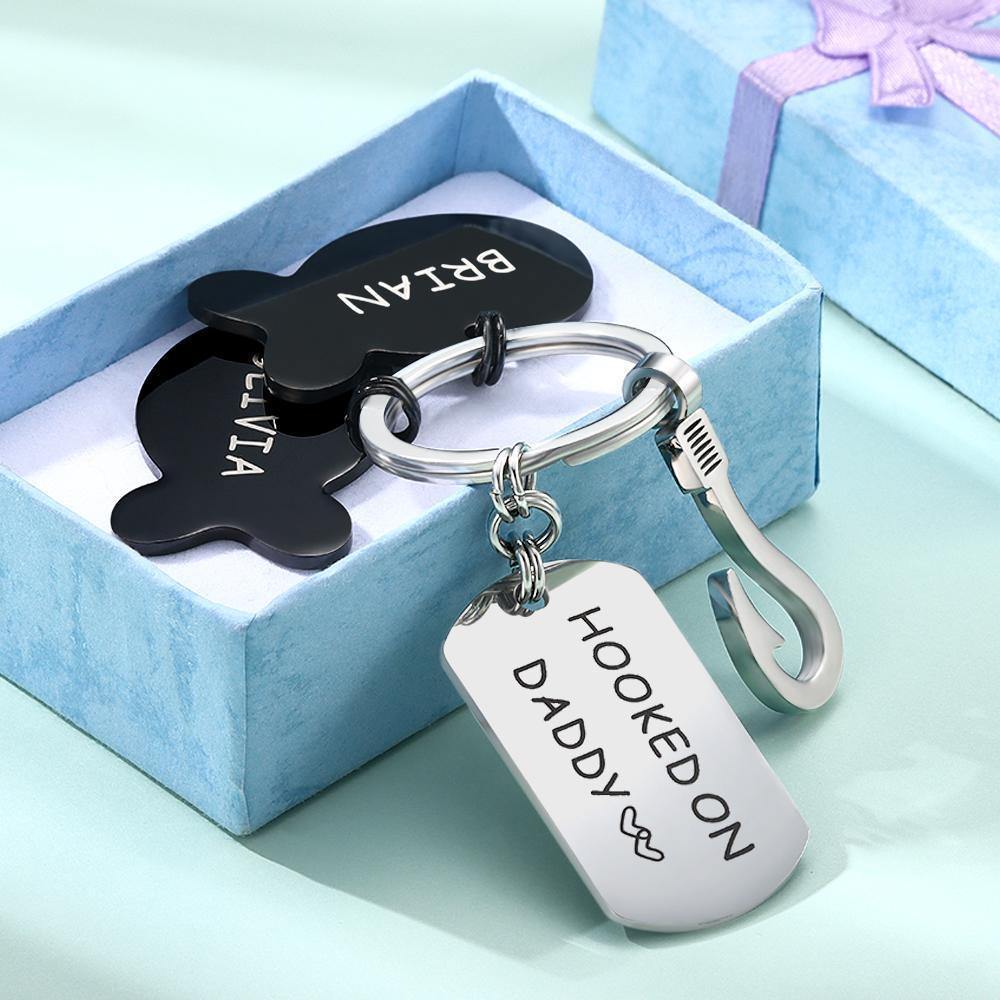Engraved Little Fish Key Chain with 2 Fish Gift for Lover -