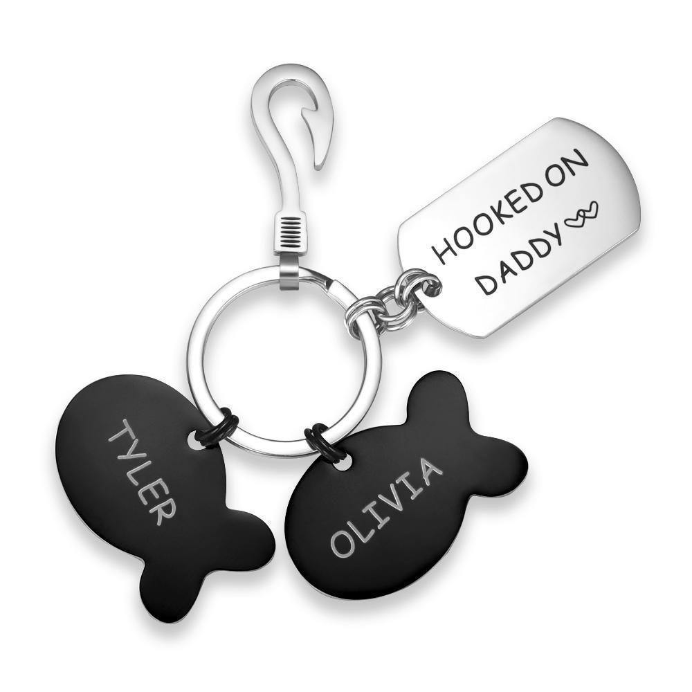 Engraved Little Fish Key Chain with 2 Fish Gift for Lover -