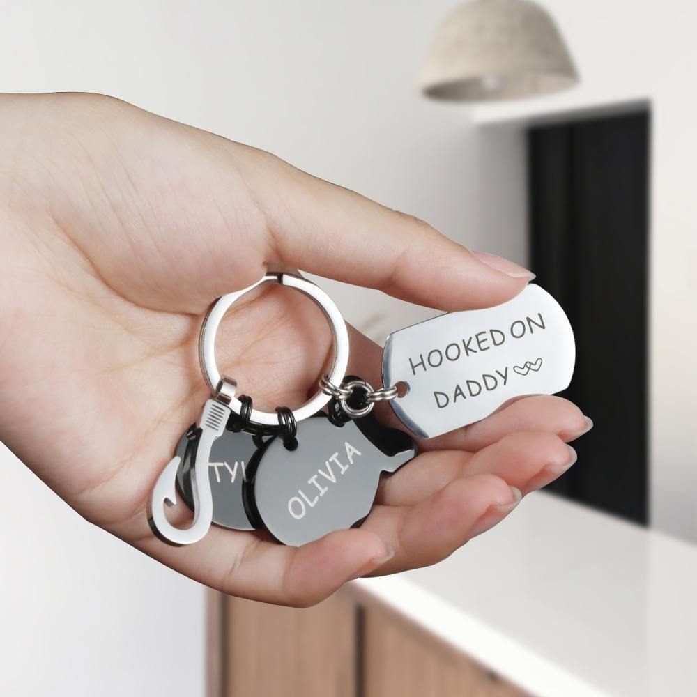 Engraved Little Fish Key Chain with 2 Fish Gift for Lover -