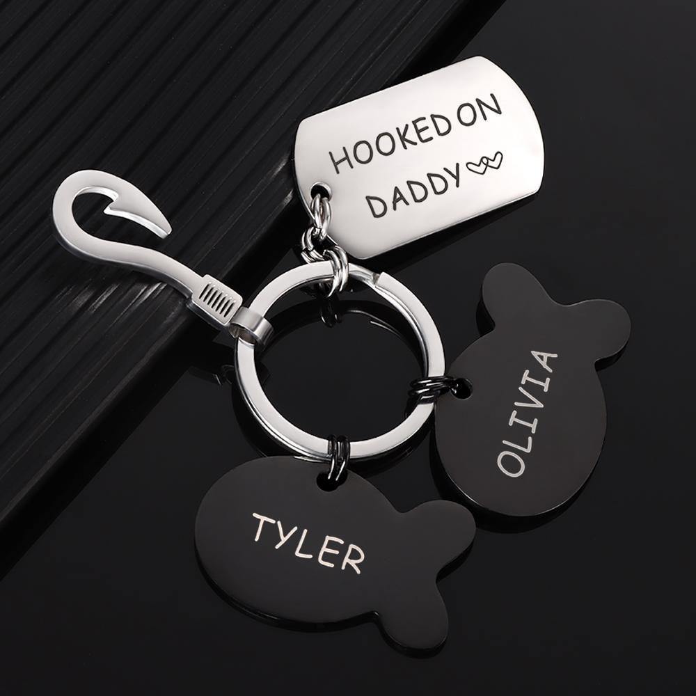 Engraved Little Fish Key Chain with 2 Fish Gift for Lover -