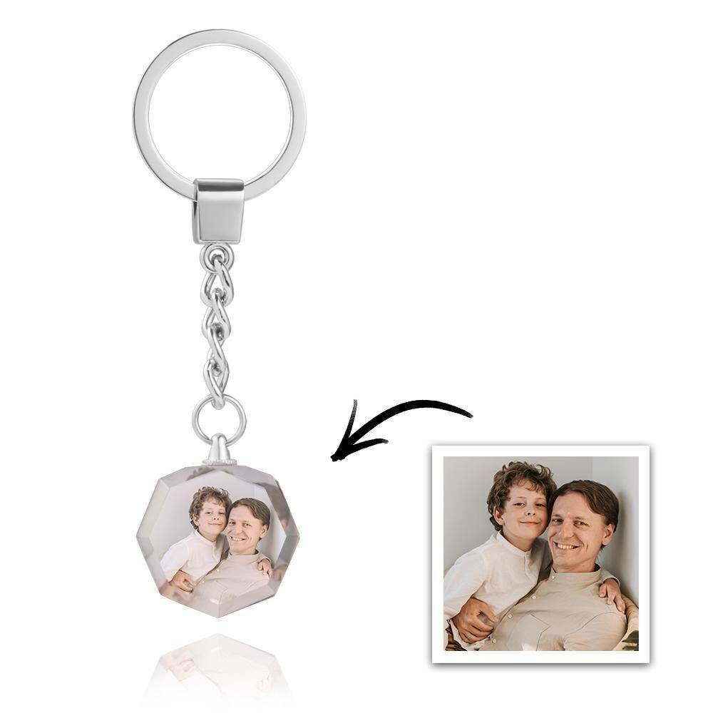 Custom Photo Keychain Crystal Keychain Father's Gifts Octagon -