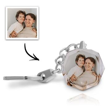 Custom Photo Keychain Crystal Keychain Father's Gifts Octagon -