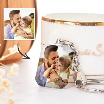 Custom Photo Keychain Crystal Keychain for Father's Gifts -
