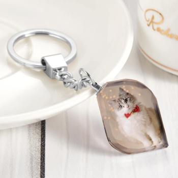 Photo Keychain Crystal Keychain Love my Pets -