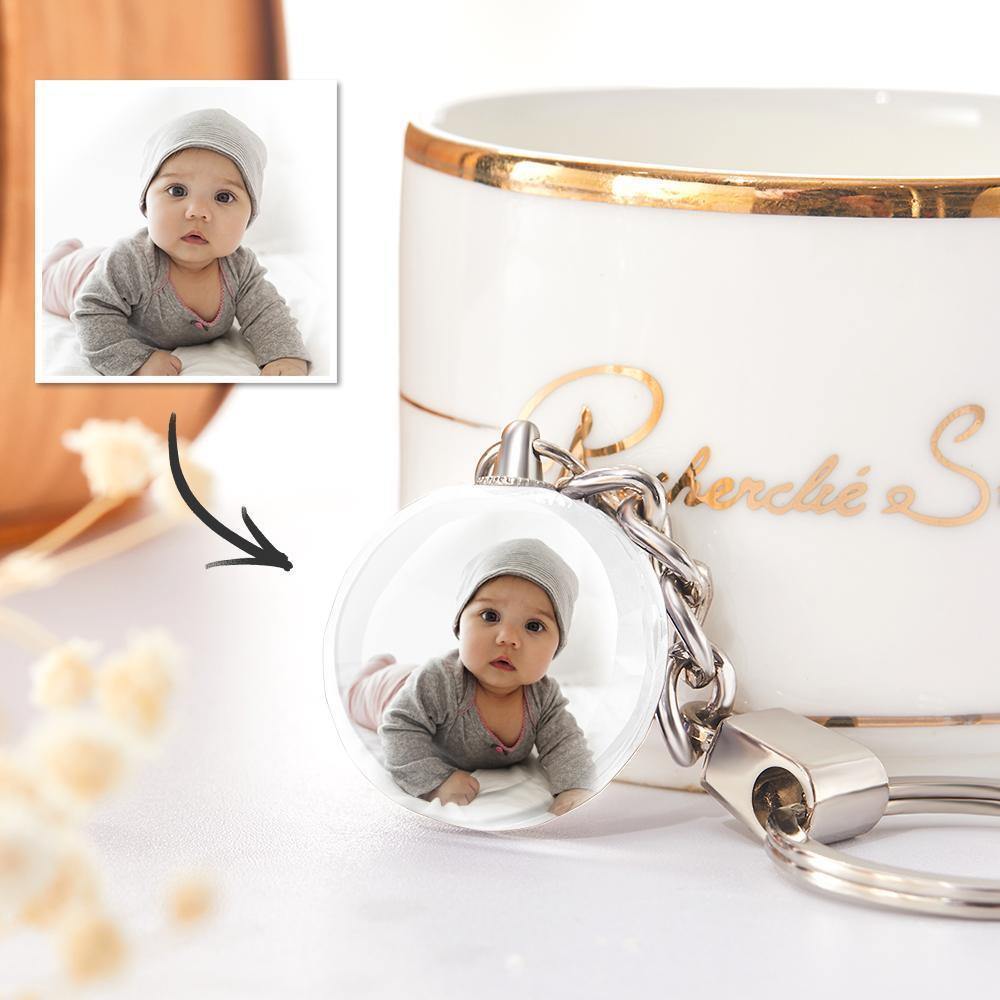 Custom Photo Keychain Crystal Keychain Round-shaped -