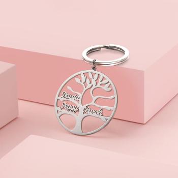 Personalized Engraved Keychain with Birthstone Memorial Gifts for Someone -