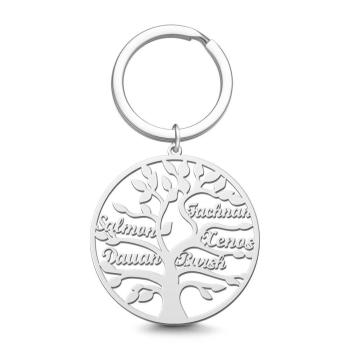 Engraved Circle Family Tree Key Chain -