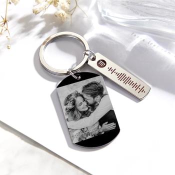 Llavero personalizado con calendario de Spotify, imagen personalizada y código de canción musical, llavero con foto para parejas, regalos para el día de San Valentín - Namenecklace