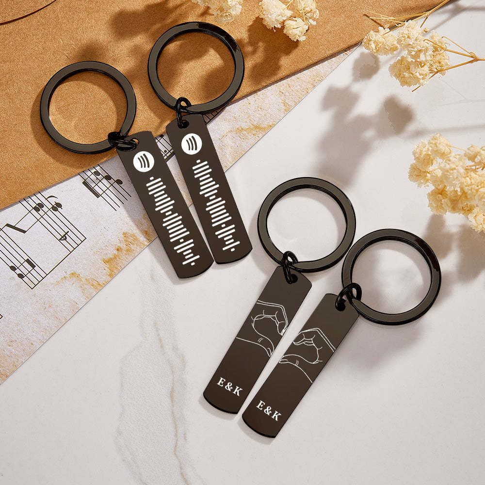 Llavero Personalizado Con Código De Spotify Escaneable Con Dos Manos Y Un Corazón, Llaveros De Canciones Musicales Personalizadas, Regalo Del Día De San Valentín Para Amantes - TuNombrecollar