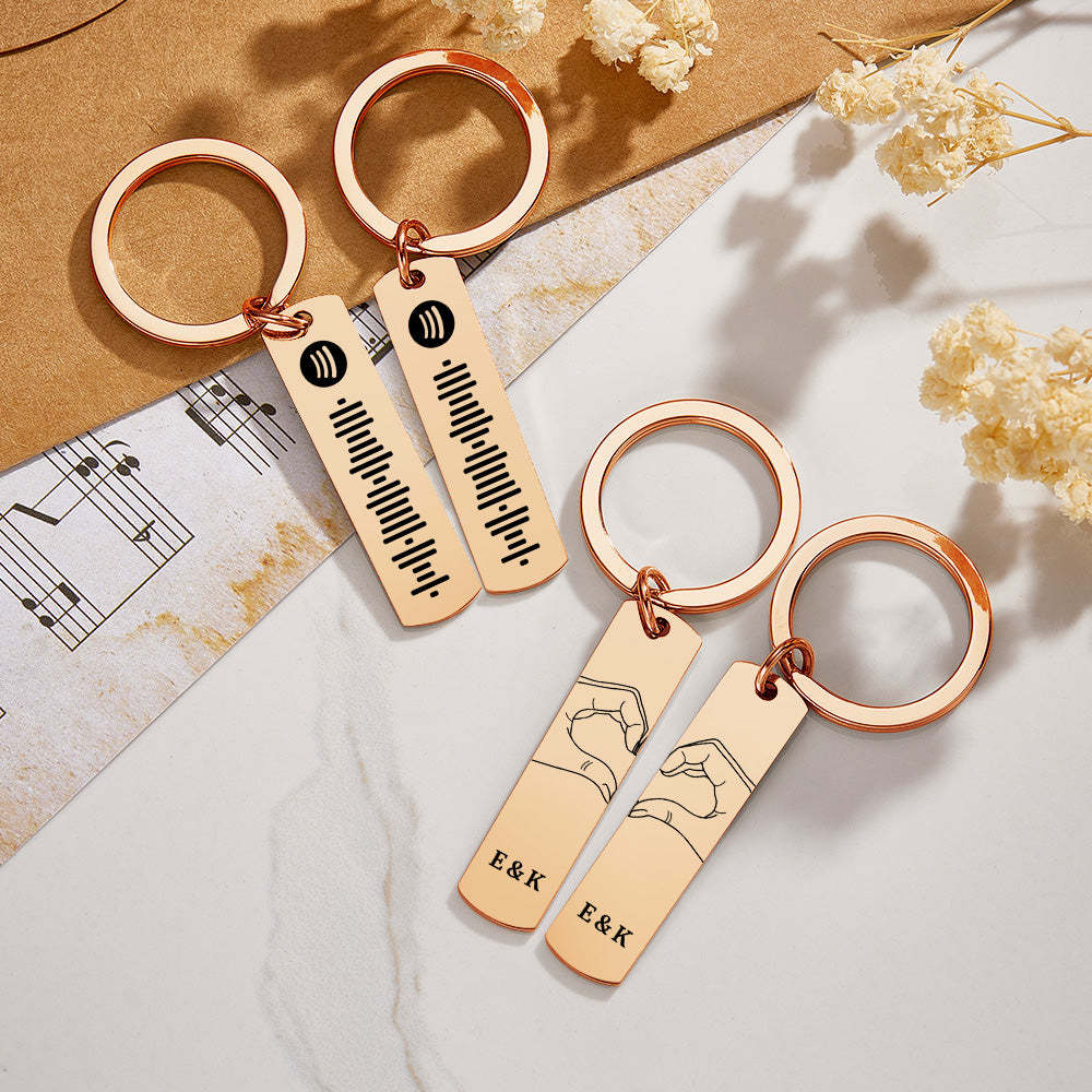 Llavero Personalizado Con Código De Spotify Escaneable Con Dos Manos Y Un Corazón, Llaveros De Canciones Musicales Personalizadas, Regalo Del Día De San Valentín Para Amantes - TuNombrecollar