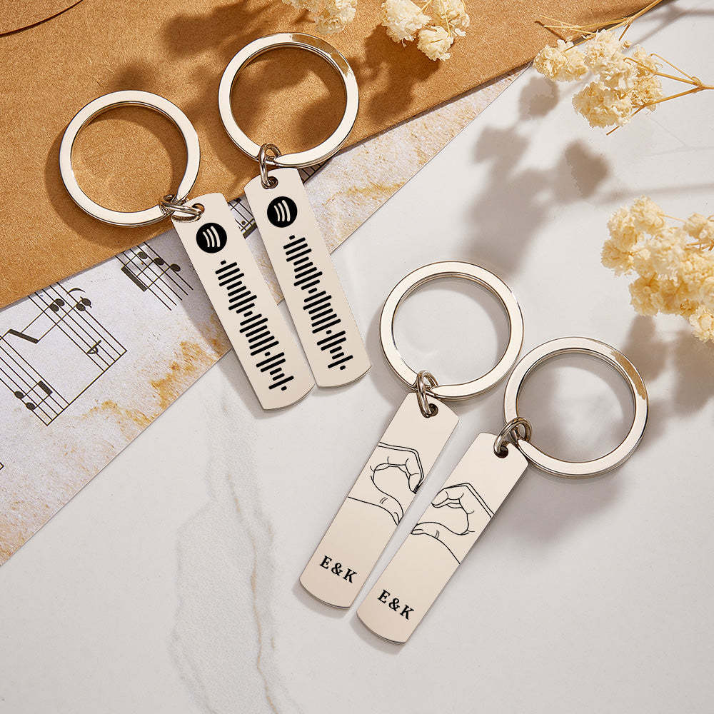 Llavero Personalizado Con Código De Spotify Escaneable Con Dos Manos Y Un Corazón, Llaveros De Canciones Musicales Personalizadas, Regalo Del Día De San Valentín Para Amantes - TuNombrecollar