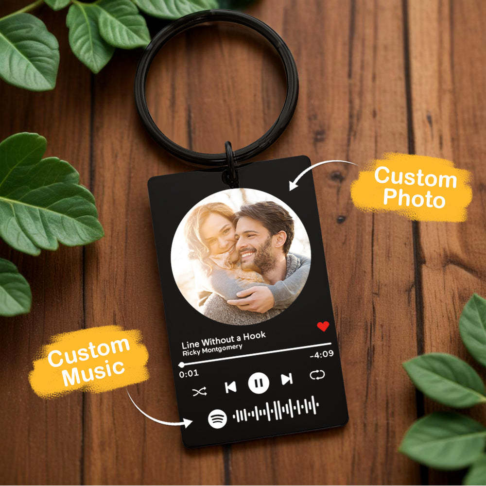 Llavero Con Placa De Código De Spotify Escaneable Personalizado, Llavero Acrílico Con Música Y Foto De Canción Musical - TuNombrecollar
