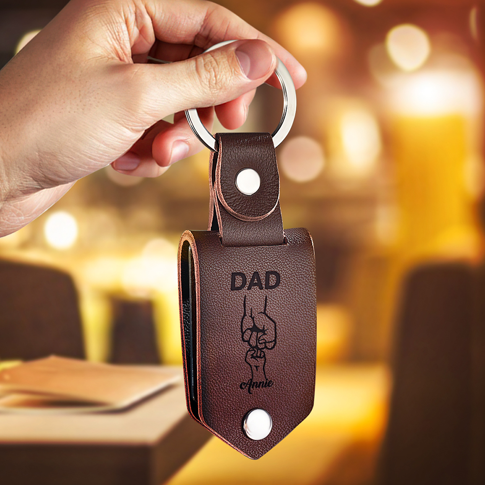 Llavero Con Foto Personalizada Para Papá, Llavero Con Nombre Personalizado Para Niños, Llavero De Cuero Para Hombre, Regalo De Aniversario Para Él, Regalo Del Día Del Padre - 