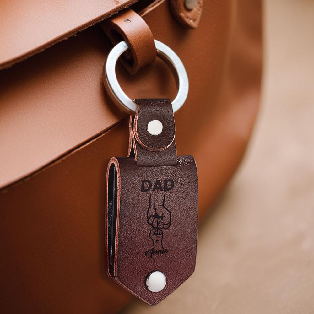 Llavero Con Foto Personalizada Para Papá, Llavero Con Nombre Personalizado Para Niños, Llavero De Cuero Para Hombre, Regalo De Aniversario Para Él, Regalo Del Día Del Padre - 