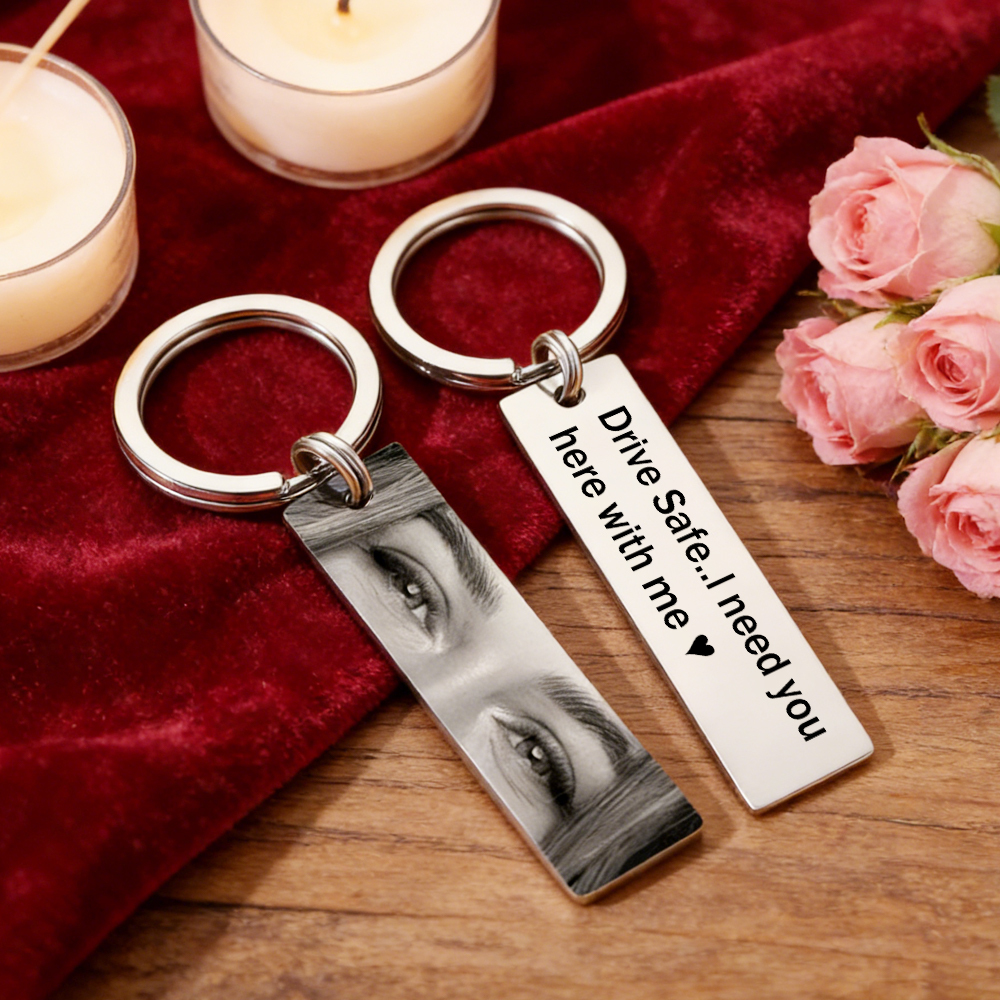 Personalized Eyes Keychain Custom Photo Drive Safe Keychain Customized Eye Photo Keyring  Gifts for Him