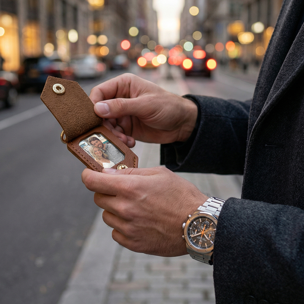 Llavero De Cuero Con Foto Personalizada, Llavero Con Imagen Personalizada, Llavero De Cuero Grabado, Regalo De San Valentín - 