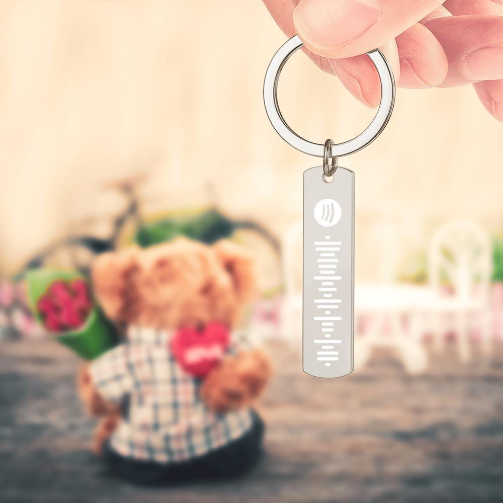 Scannable Spotify Code Keychain Engraved Custom Song Keychains Gifts for Valentine's Day -