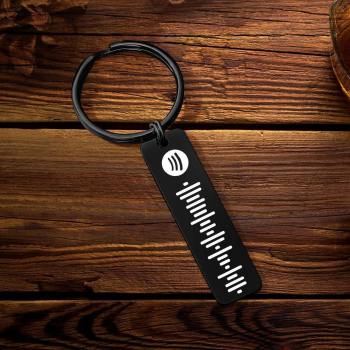 Scannable Spotify Code Keychain, Custom Music Song Keychains Black -
