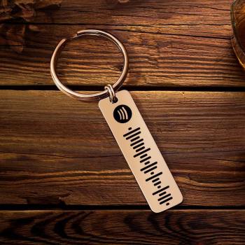 Scannable Spotify Code Keychain, Custom Music Song Keychains Rose Gold Color Gifts for Her -