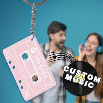 Scannable Spotify Code Tape Keychain, Engraved Custom Music Song Keychain Blue Tape Gifts for Family -