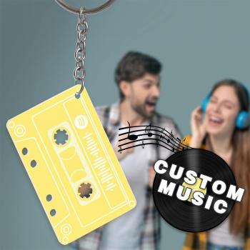 Scannable Spotify Code Tape Keychain, Engraved Custom Music Song Keychain Memorial Gifts -