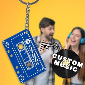 Custom Scannable Spotify Code Tape Keychain, Engraved Custom Music Song Keychain Yellow Tape Gifts for Her -