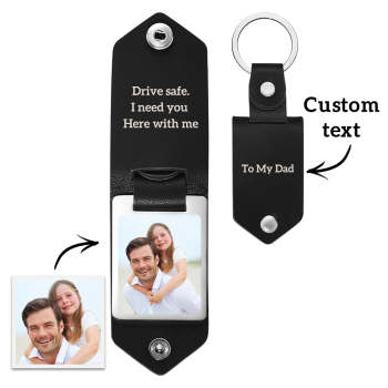 Llavero Con Foto De Cuero Personalizado, Llavero Conmemorativo De Texto Grabado Costumbre, Regalos De Aniversario