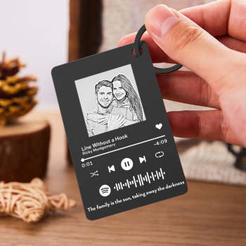 Llavero Con Código De Spotify Escaneable Con Foto De Metal Personalizado, Placa De Música Personalizada, Regalos Para El Día Del Padre - TuNombrecollar
