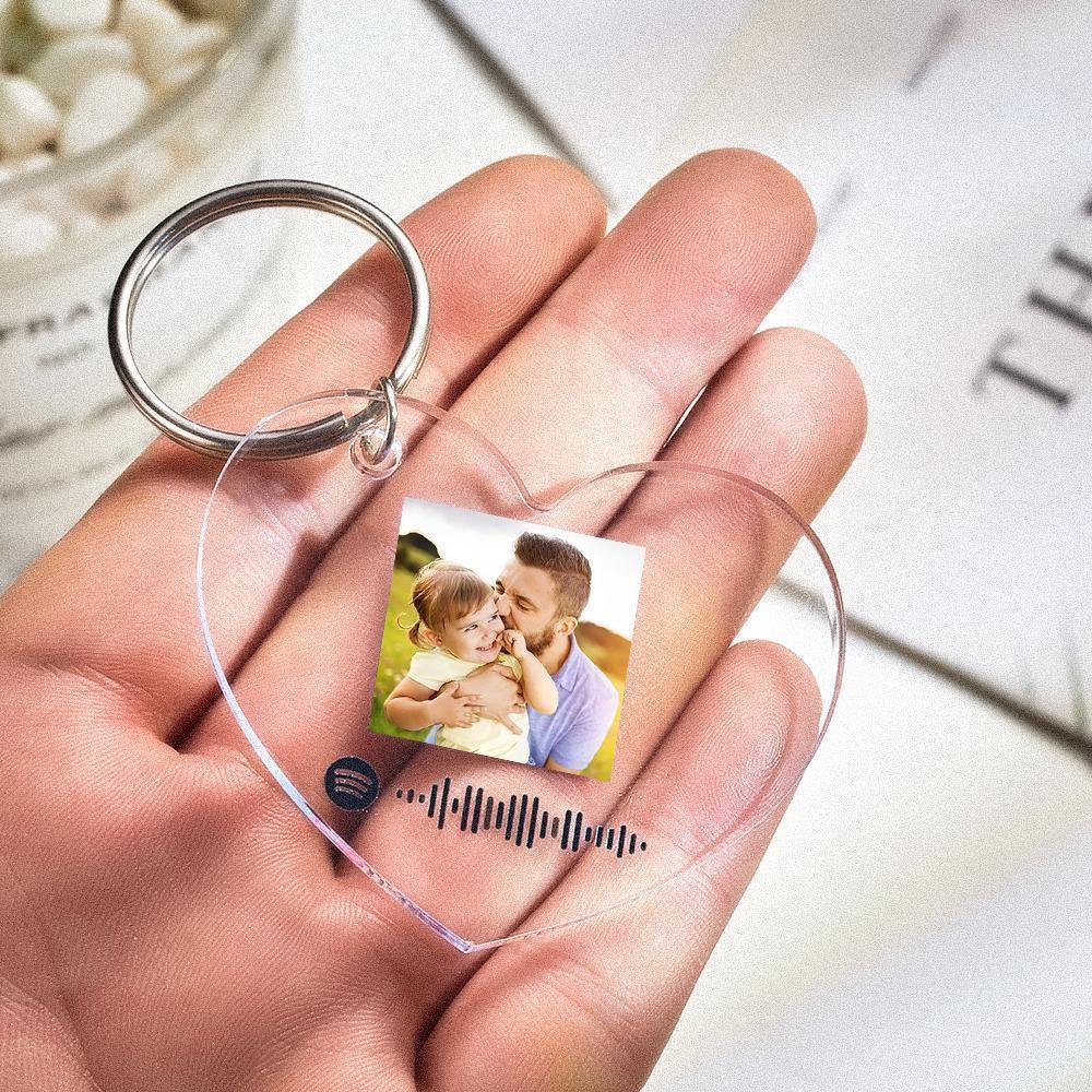 Scannable Spotify Code Keychain Spotify Favorite Song Photo Engraved Keychain Father's Gifts -